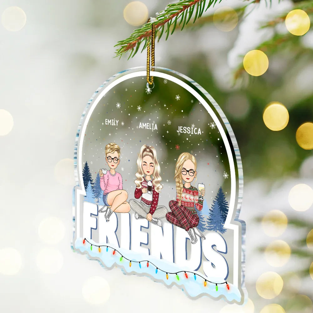 Friends Besties Sisters Sitting Together - Personalized Custom Shaped Acrylic Ornament