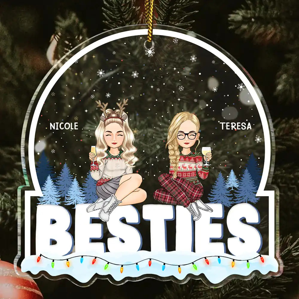 Friends Besties Sisters Sitting Together - Personalized Custom Shaped Acrylic Ornament