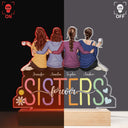 Besties Sisters Sitting Together - Personalized 3D Led Light Wooden Base