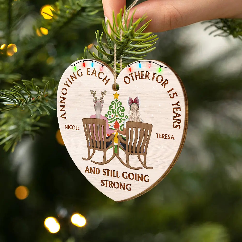 Annoying Each Other For Years Couple - Personalized Custom Shaped Wooden Ornament