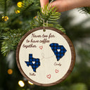 Gift For Bestie - Christmas Never Too Far To Have Coffee Together - Personalized 2-Layered Wooden Ornament