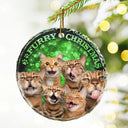 Pet Lovers - Custom Photo Christmas Dog Cat - Personalized Circle Glass Ornament