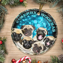 Pet Lovers - Custom Photo Christmas Dog Cat - Personalized Circle Glass Ornament