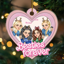 Gift For Bestie -Besties Forever Pink Heart - Personalized Custom Shaped Acrylic Ornament