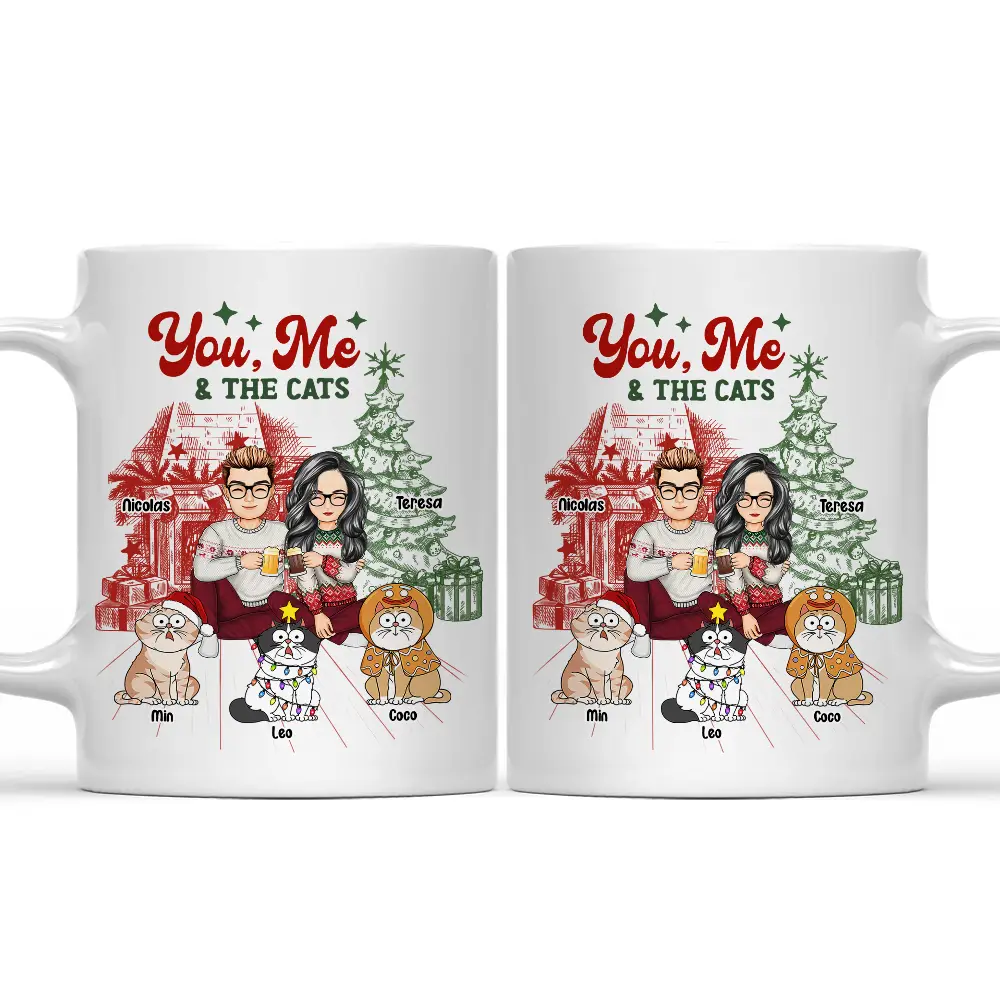 Gift For Couples, Cat Lovers - You, Me And The Cats - Personalized Mug