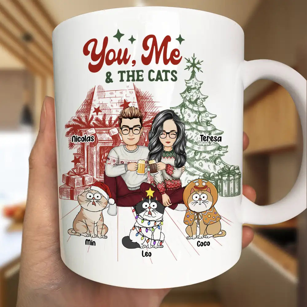 Gift For Couples, Cat Lovers - You, Me And The Cats - Personalized Mug