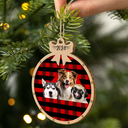 Pet Lovers, Cat Lovers, Dog Lovers - Custom Photo Christmas Plaid Dog Cat - Personalized Custom Shaped Wooden Ornament