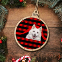 Pet Lovers, Cat Lovers, Dog Lovers - Custom Photo Christmas Plaid Dog Cat - Personalized Custom Shaped Wooden Ornament