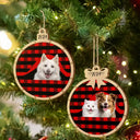 Pet Lovers, Cat Lovers, Dog Lovers - Custom Photo Christmas Plaid Dog Cat - Personalized Custom Shaped Wooden Ornament