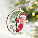 New baby, New Dad, New Mom - Custom Photo Christmas Santa Baby Birth Stats - Personalized 2-Layered Mix Ornament