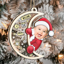 New baby, New Dad, New Mom - Custom Photo Christmas Santa Baby Birth Stats - Personalized 2-Layered Mix Ornament