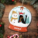 Gift For Kids - Christmas Snowman Monogram - Personalized Custom Shaped Wooden Ornament