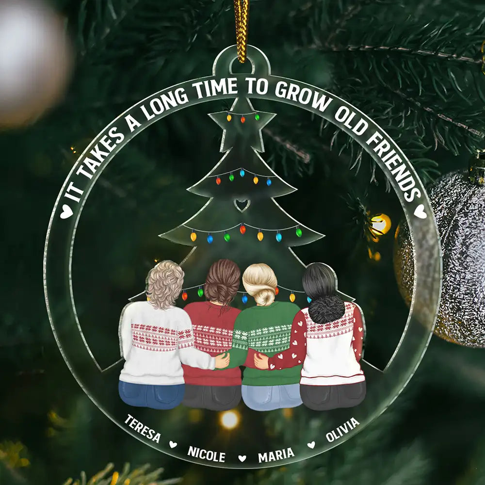 Bestie, Gift For Bestie - Grow Old Friends - Personalized Cutout Acrylic Ornament