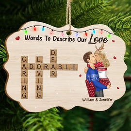 Christmas Couple Words To Describe Our Love Crossword Scrabble - Personalized Custom Shaped Wooden Ornament