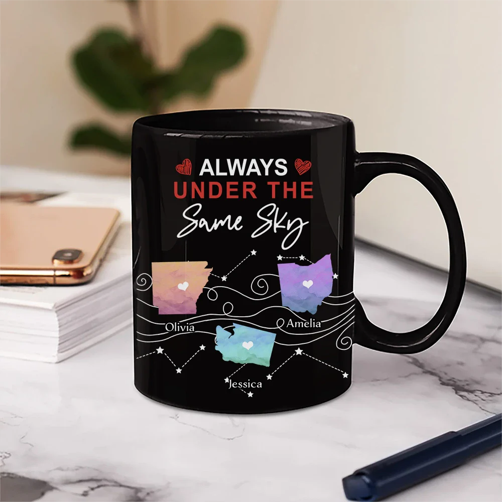 Gift For Bestie,Happy - Never Too Far To Have Coffee Together State - Personalized Mug