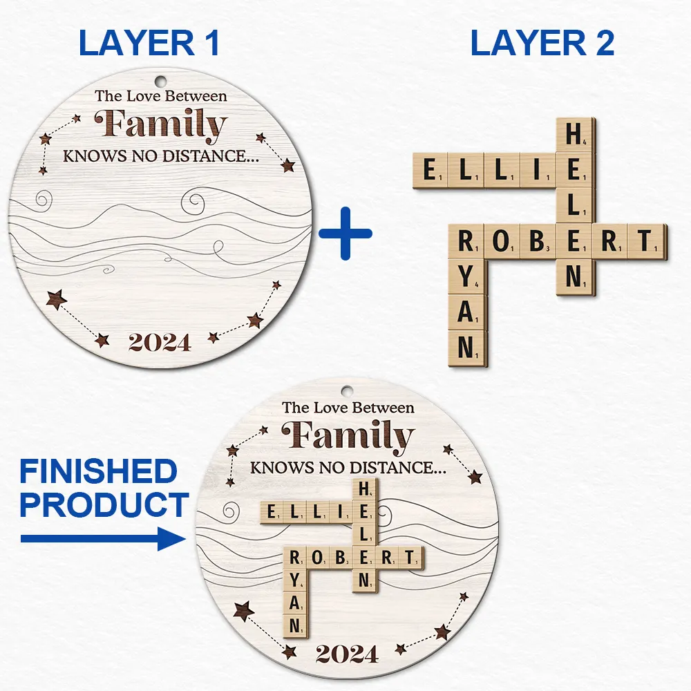 Christmas,Family,Gift For Bestie,Gift For Brothers,Gift For Sisters,Gift For Sibling,Love - Family Friends Siblings Sisters Brothers Crossword Scrabble - Personalized 2-Layered Wooden Ornament