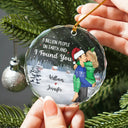 8 Billion People On Earth Couple Christmas - Personalized Circle Glass Ornament