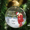 8 Billion People On Earth Couple Christmas - Personalized Circle Glass Ornament