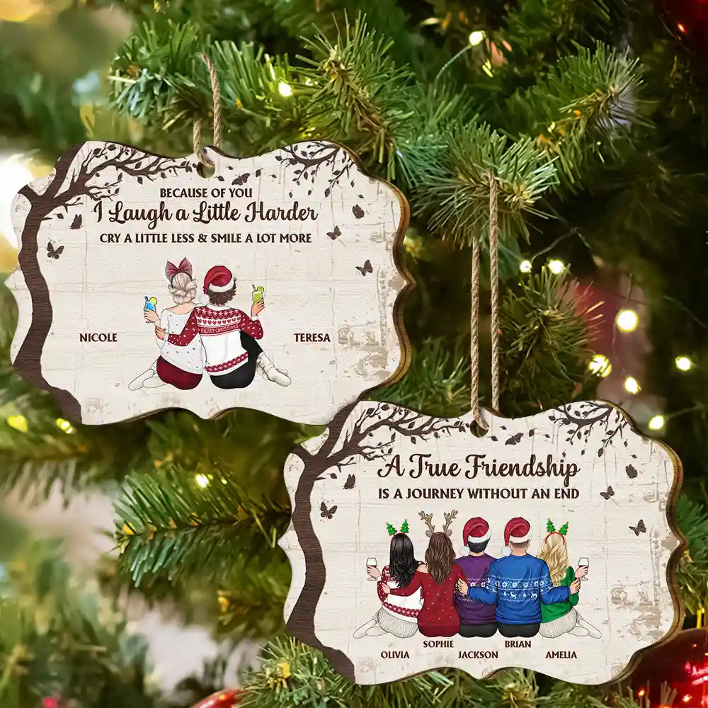 Gift For Bestie - A True Friendship Is A Journey - Personalized Medallion Wooden Ornament