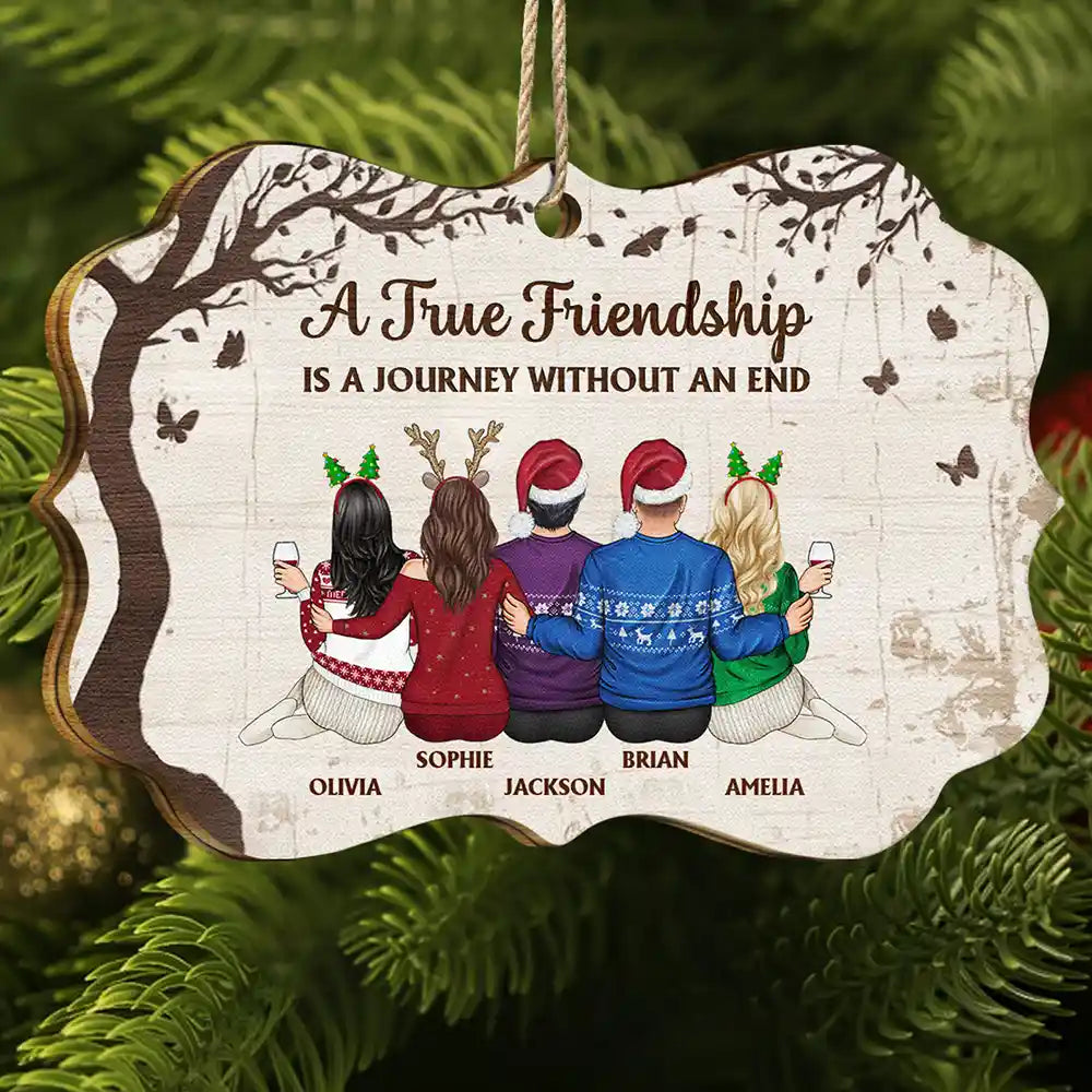 Gift For Bestie - A True Friendship Is A Journey - Personalized Medallion Wooden Ornament