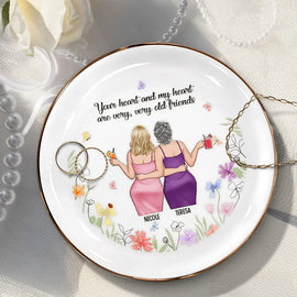 Gift For Bestie,Gift For Sisters,Love - Very, Very Old Friends - Personalized Round Ring Dish