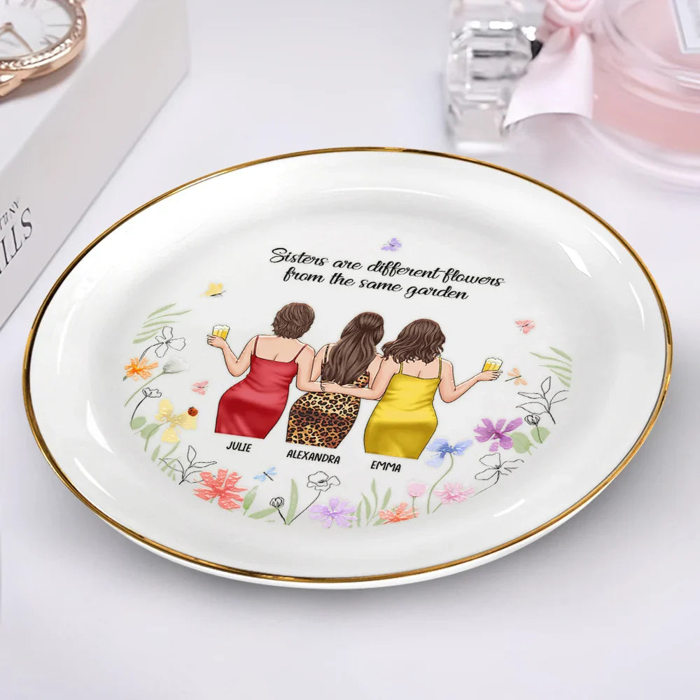 Gift For Bestie,Gift For Sisters,Love - Very, Very Old Friends - Personalized Round Ring Dish