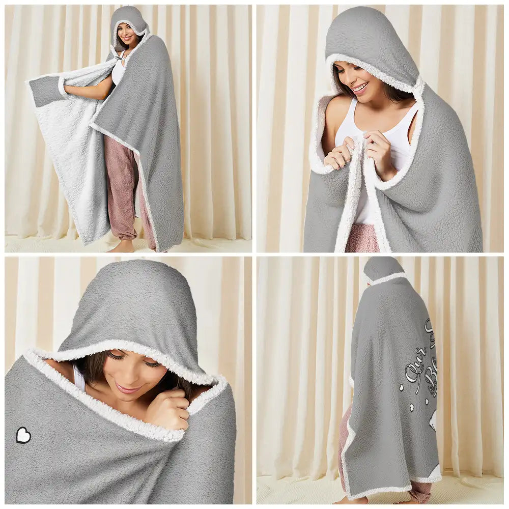 Gift For Couples,Gift For Husband,Gift For Wife,Gift For Boyfriend,Gift For Girlfriend,Happy - Our Snuggle Blanket - Personalized Wearable Hooded Blanket