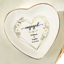 Gift For Couples, Gift For Wife, Gift For Husband, Engaged, Married - Engaged Married Couple Flower - Personalized Heart Ring Dish

