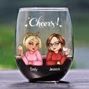 Gift For Bestie, Old Best friends - Old Bestie Here's To Being Friends - Personalized Stemless Wine Glass
