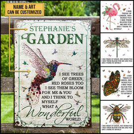 Garden Floral Art What A Wonderful World Custom Classic Metal Signs