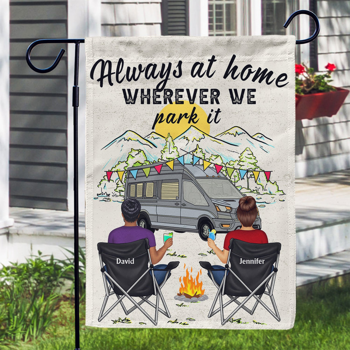 Home Is Where We Park It - Gift For Camping Lovers - Personalized Flag