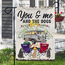 You & Me And The Dog Home Is Where - Gift For Camping Couples - Personalized Flag