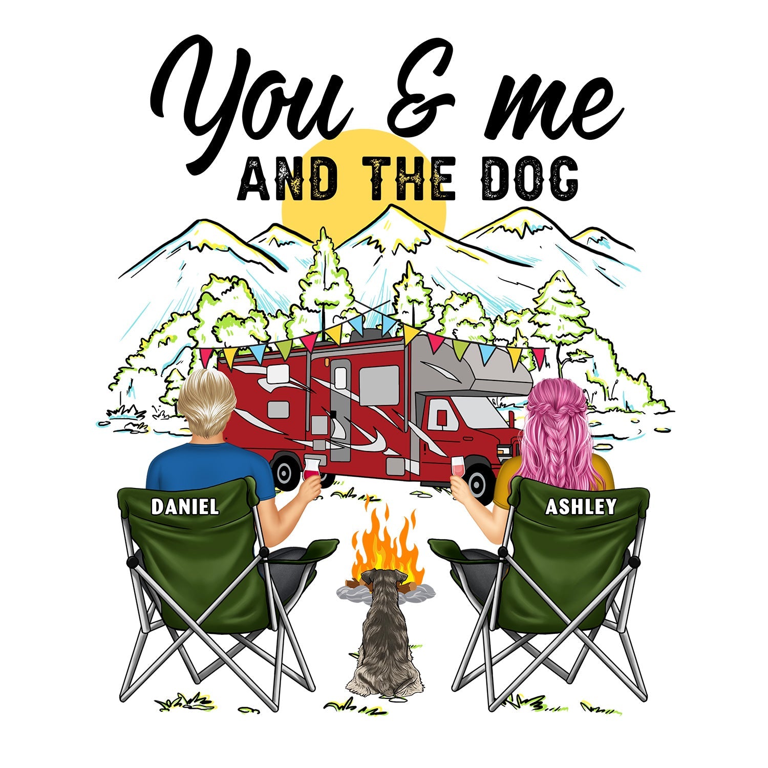 Home Is Where We Park It You And Me And The Dogs - Gift For Camping Lovers - Personalized Camping Decal, Decor Decal