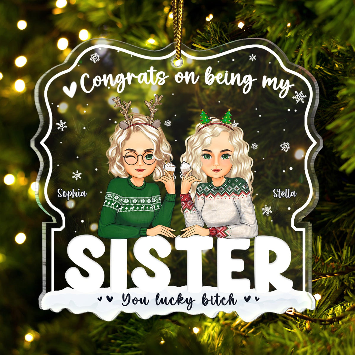 Congrats On Being My Besties - Gift For Sisters, Besties, Brother - Personalized Custom Shaped Acrylic Ornament