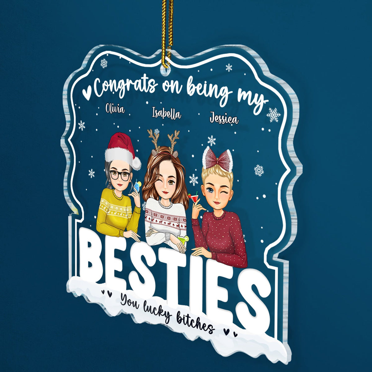 Congrats On Being My Besties - Gift For Sisters, Besties, Brother - Personalized Custom Shaped Acrylic Ornament