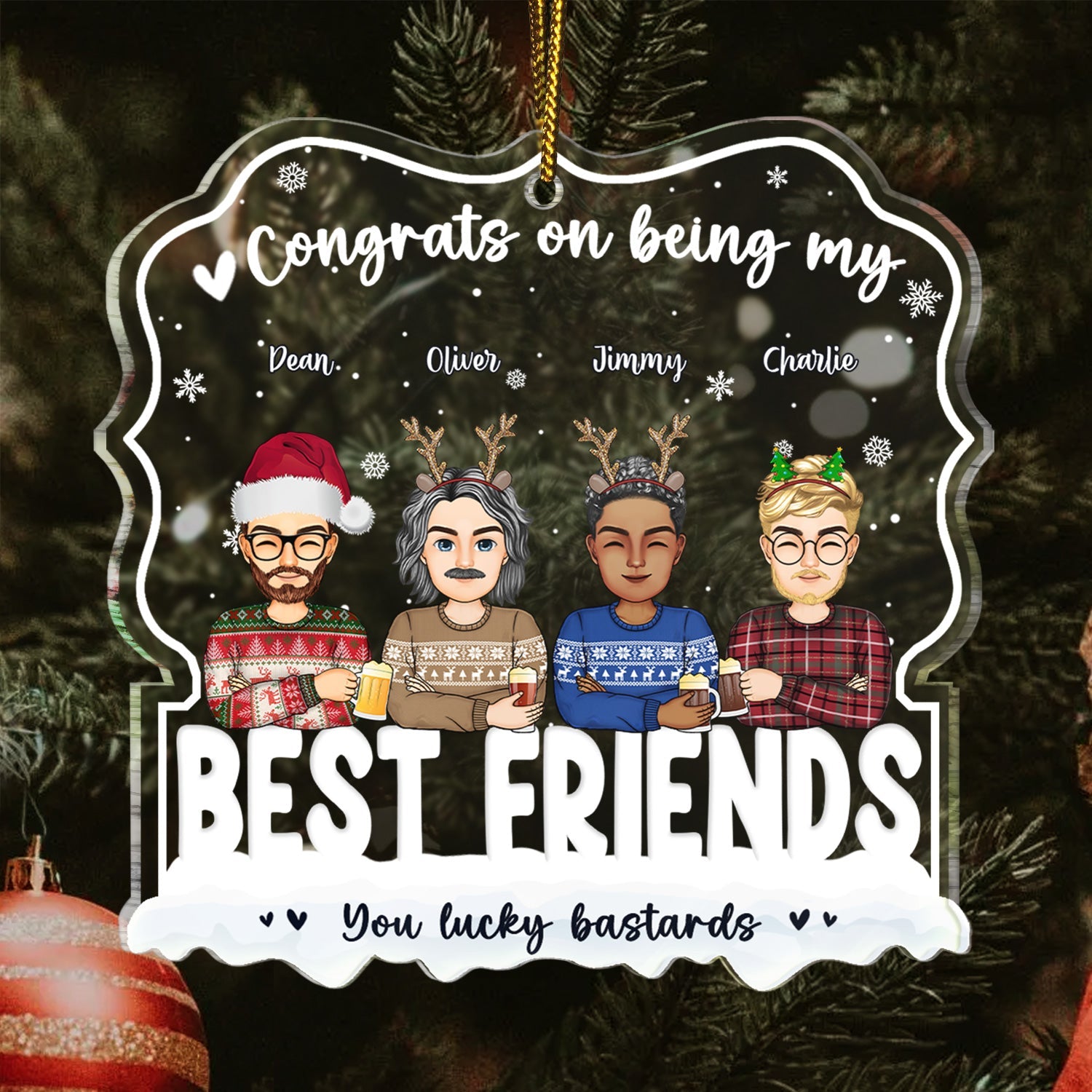 Congrats On Being My Besties - Gift For Sisters, Besties, Brother - Personalized Custom Shaped Acrylic Ornament