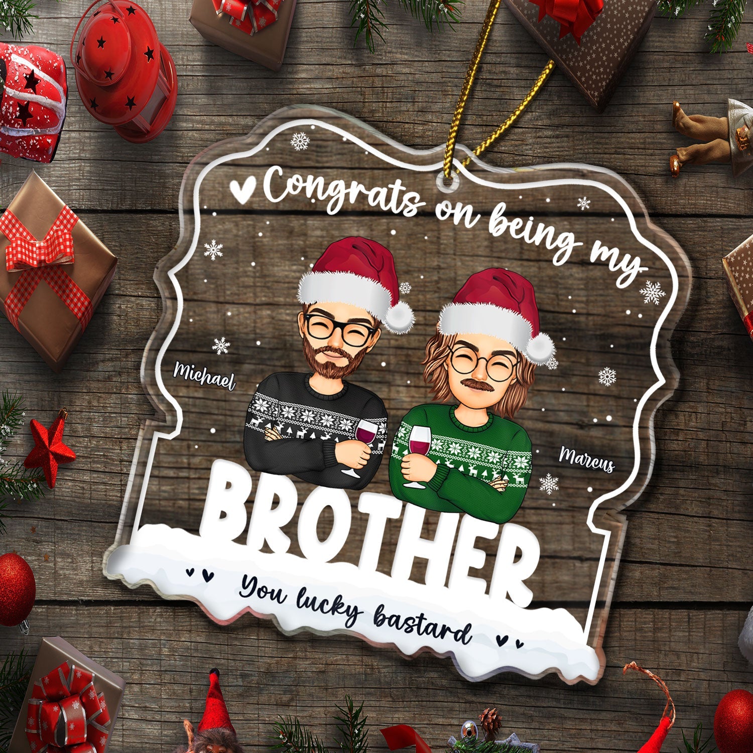 Congrats On Being My Besties - Gift For Sisters, Besties, Brother - Personalized Custom Shaped Acrylic Ornament