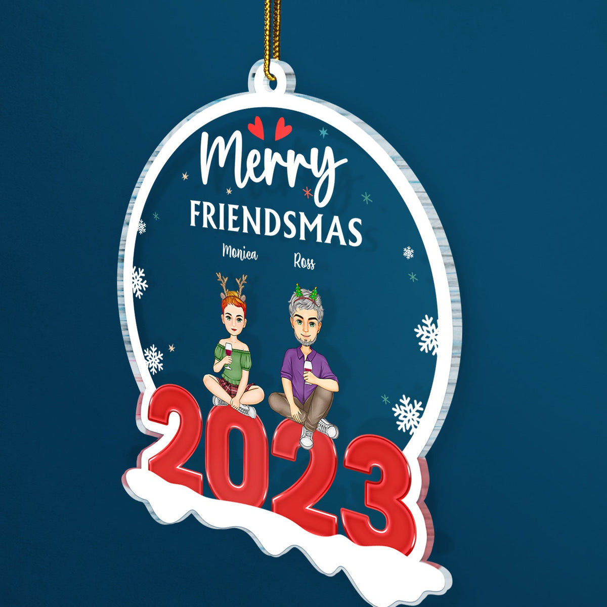 Merry Friendsmas - Christmas Gift For Besties - Personalized Custom Shaped Acrylic Ornament