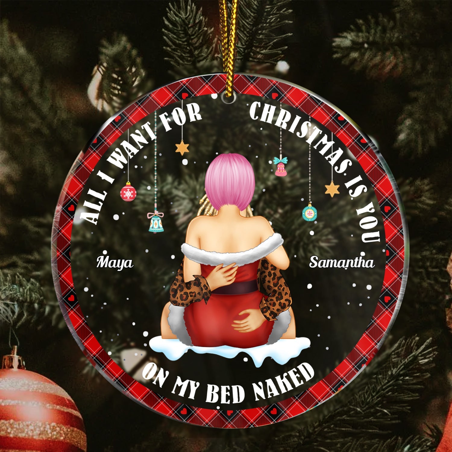 All I Want For Christmas - Christmas Gift For Couples - Personalized Circle Acrylic Ornament