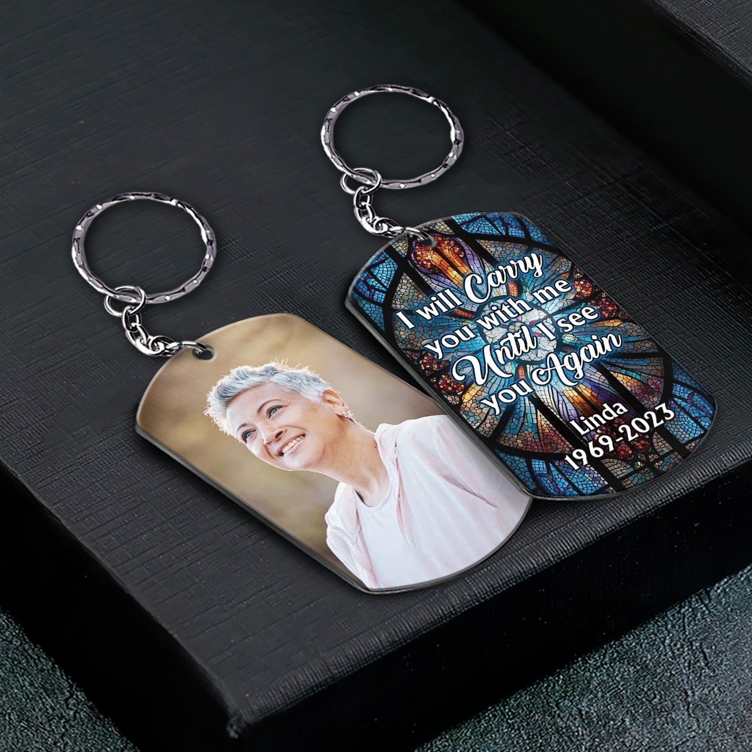 Custom Photo I Will Carry You With Me - Memorial Gift For Family - Personalized Aluminum Keychain