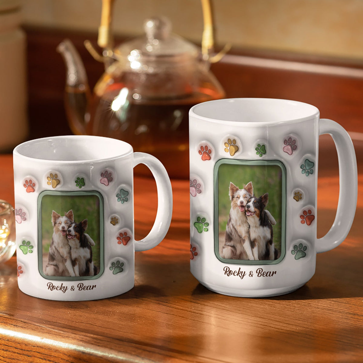 Custom Photo Best Dog Mom Ever - Gift For Dog Lovers - 3D Inflated Effect Printed Mug, Personalized White Edge-to-Edge Mug