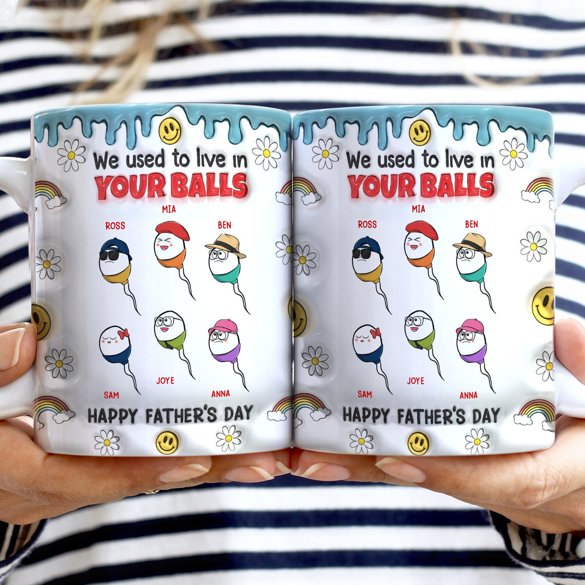 We Used To Lived In Your Balls - Gift For Fathers, Dad - 3D Inflated Effect Printed Mug, Personalized White Edge-to-Edge Mug