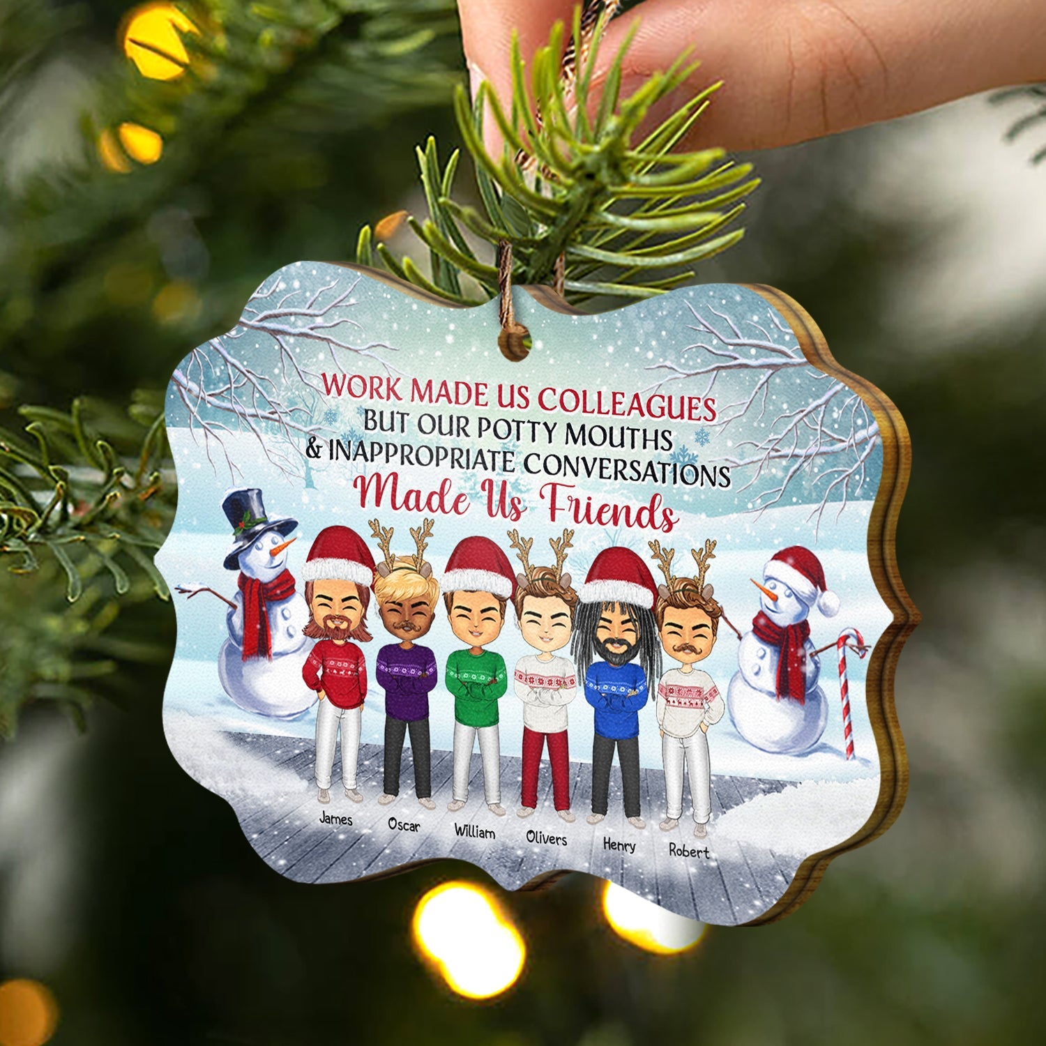 Work Made Us Colleagues - Christmas Gift For Co-worker - Personalized Wooden Ornament