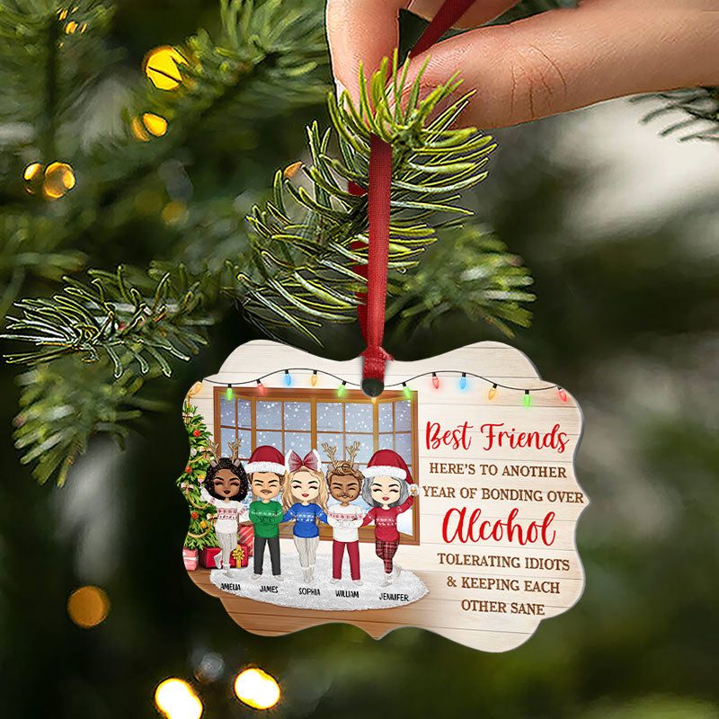 Best Friends Keeping Each Other Sane - Christmas Gift For BFF And Colleagues - Personalized Custom Aluminum Ornament