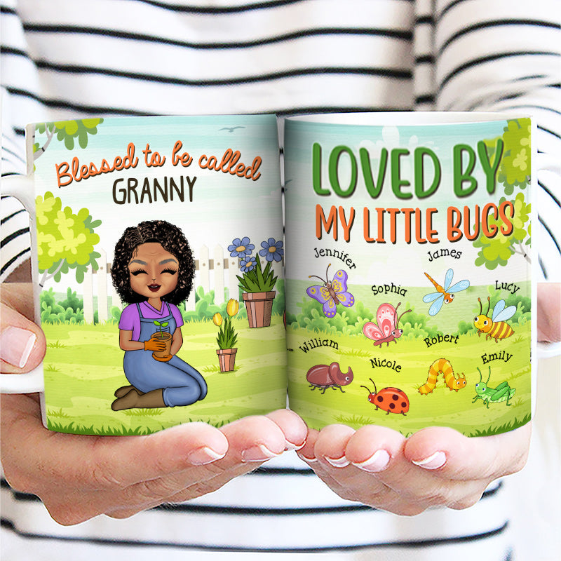 Loved By My Little Bugs Gardening Lady - Gift For Women - Personalized Custom White Edge-to-Edge Mug