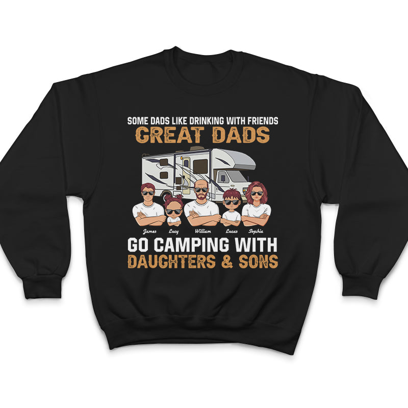 Great Dad Go Camping With Daughters - Camping Family Gift - Personalized Custom T Shirt