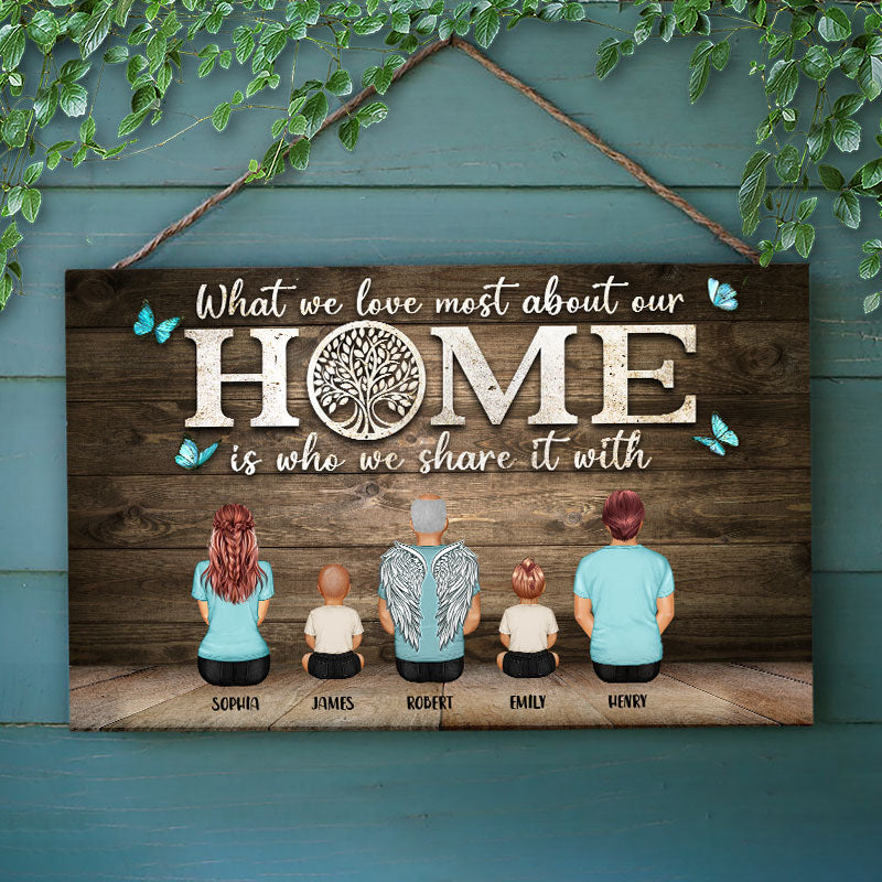 What We Love Most About Our Home - Family Gift - Personalized Custom Wood Rectangle Sign