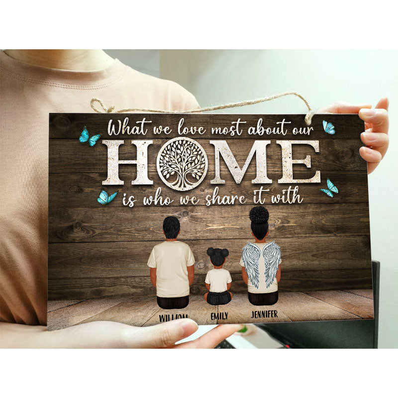 What We Love Most About Our Home - Family Gift - Personalized Custom Wood Rectangle Sign