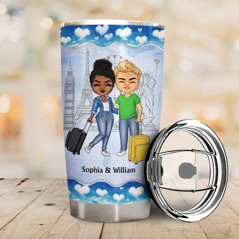 Travel Couple Travel Partners For Life - Couple Gift - Personalized Custom Tumbler