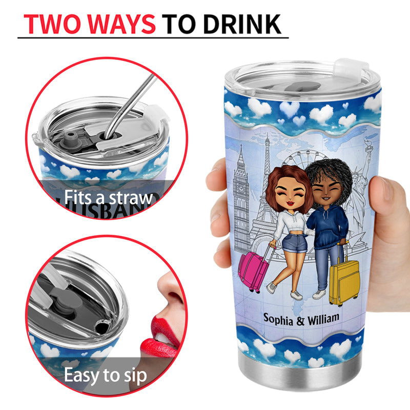 Travel Couple Travel Partners For Life - Couple Gift - Personalized Custom Tumbler